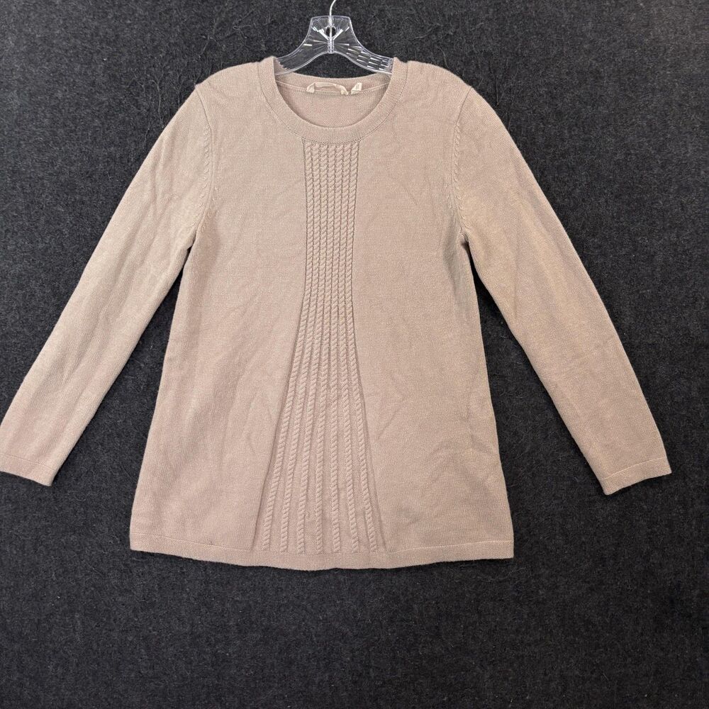 Soft Surroundings Pricilla Sweater Women's PM Beige Cable Knit Tunic Pullover